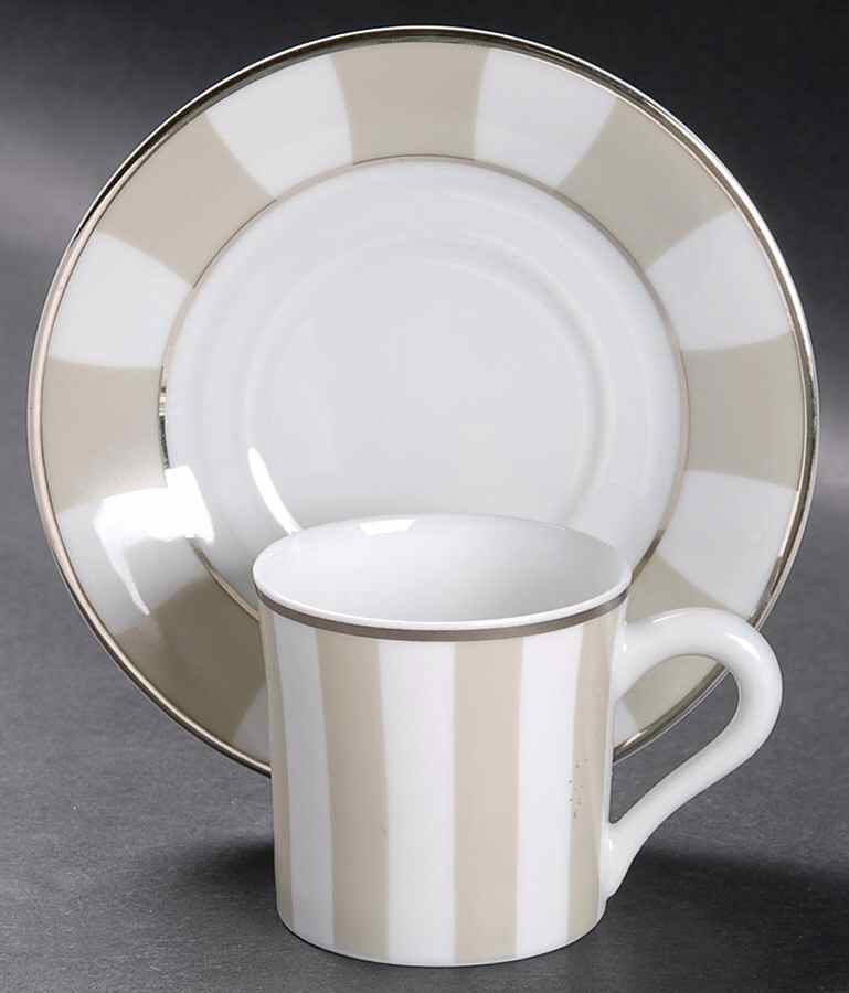Galerie Royale Linen (Grege) Flat Demitasse Cup & Saucer Set by Bernardaud-1