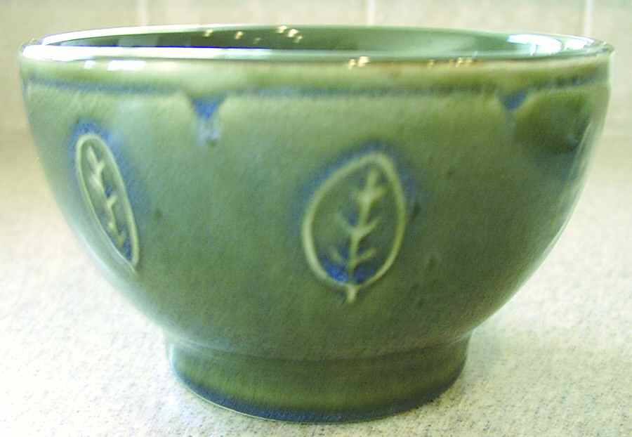 Embossed Leaf Reactive Collection Green Coupe Soup Bowl by Baum Brothers-1