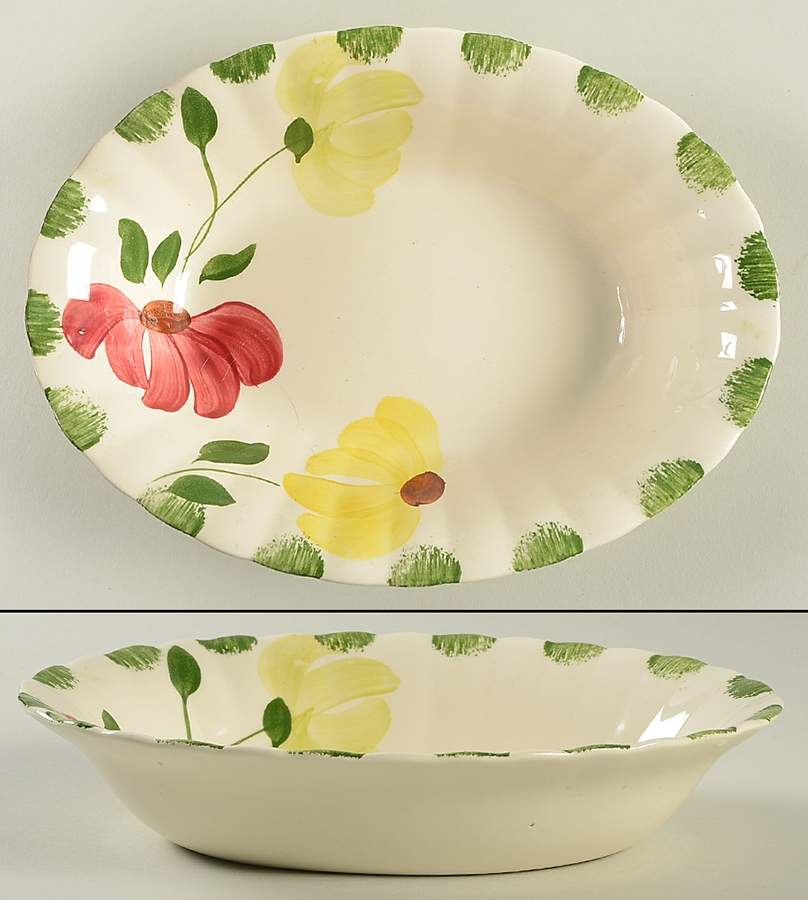 Lovely Linda 9" Oval Vegetable Bowl by Blue Ridge Southern Pottery-1