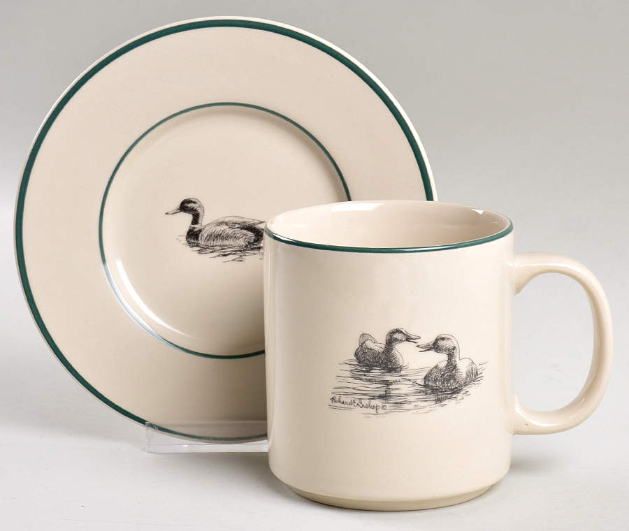 Waterfowl Flat Cup & Saucer Set by Richard E Bishop,Ltd-1