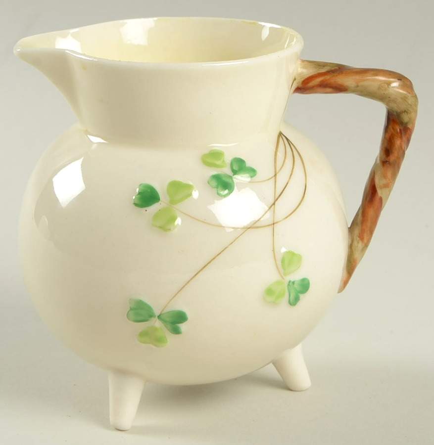 Shamrock (Older Black Backstamps) Irish Pot Shape Creamer by Belleek Pottery (Ireland)-1