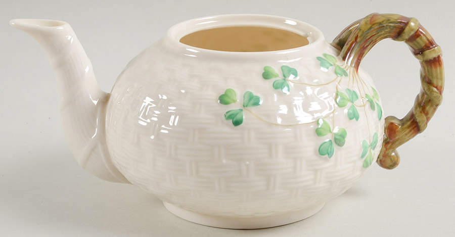 Shamrock (Older Black Backstamps) Small Teapot No Lid by Belleek Pottery (Ireland)-1