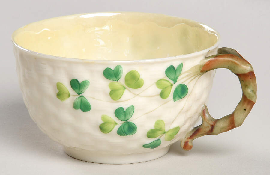 Shamrock (Older Black Backstamps) Flat Cup by Belleek Pottery (Ireland)-1
