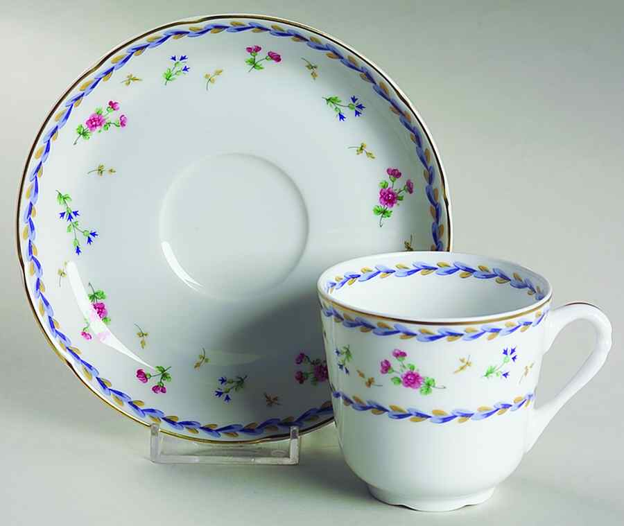 Artois Bleu (Cluny) Flat Cup & Saucer Set by Bernardaud-1
