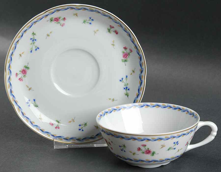 Artois Bleu (Cluny) Footed Cup & Saucer Set by Bernardaud-1