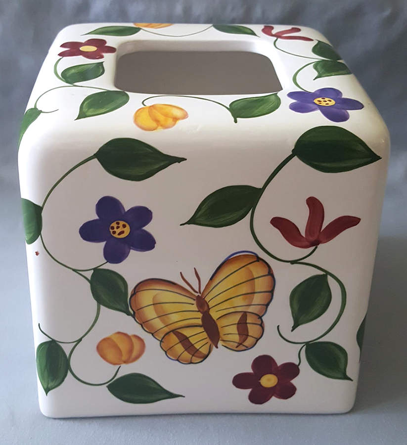 Butterfly Garden Collection Square Cloth Tissue Box Cover by Baum Brothers-1