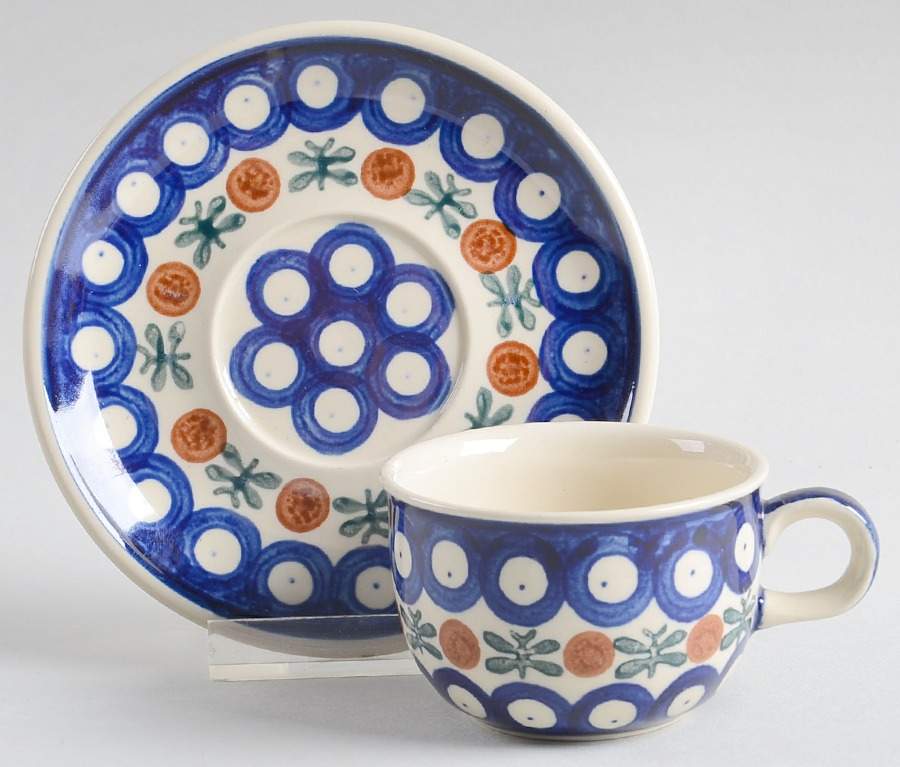 Nature Flat Demitasse Cup & Saucer Set by BOLESLAWIEC-1