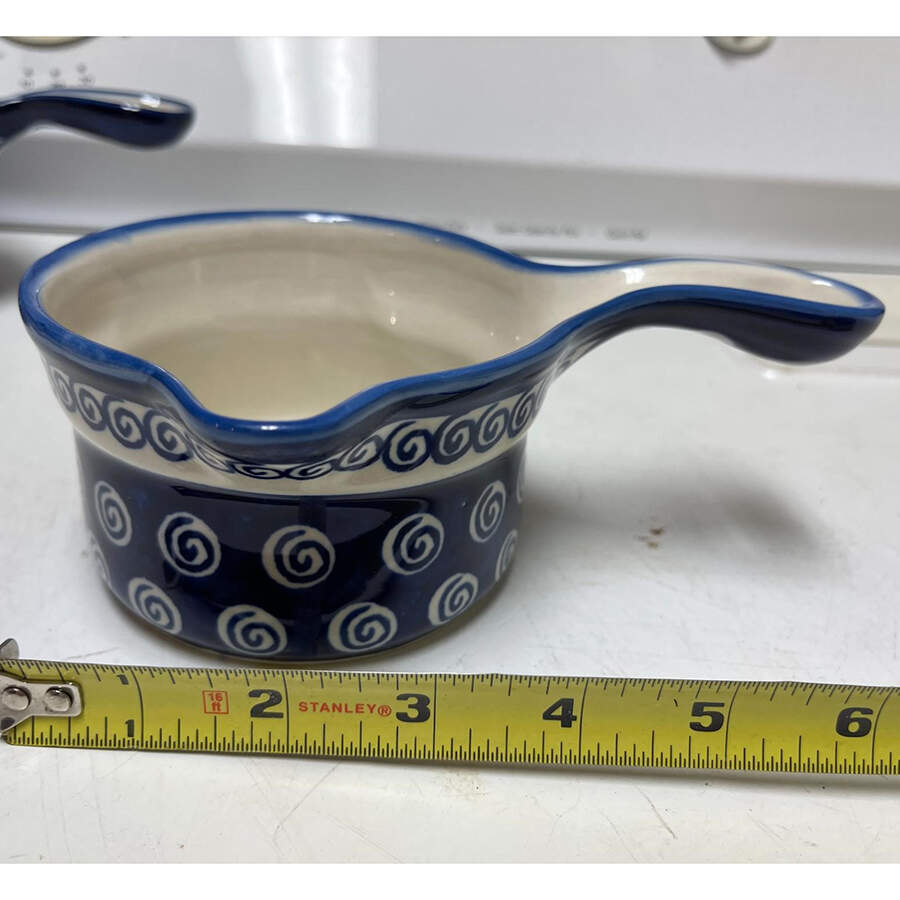 A174 Gravy Boat w/Stick Handle by BOLESLAWIEC-1