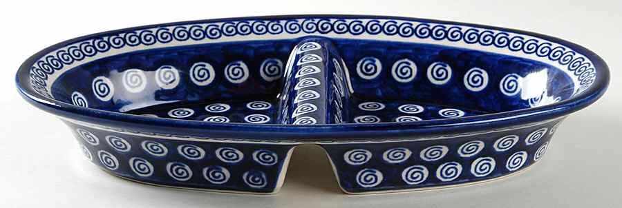 A174 Oval Divided Vegetable Bowl by BOLESLAWIEC-1