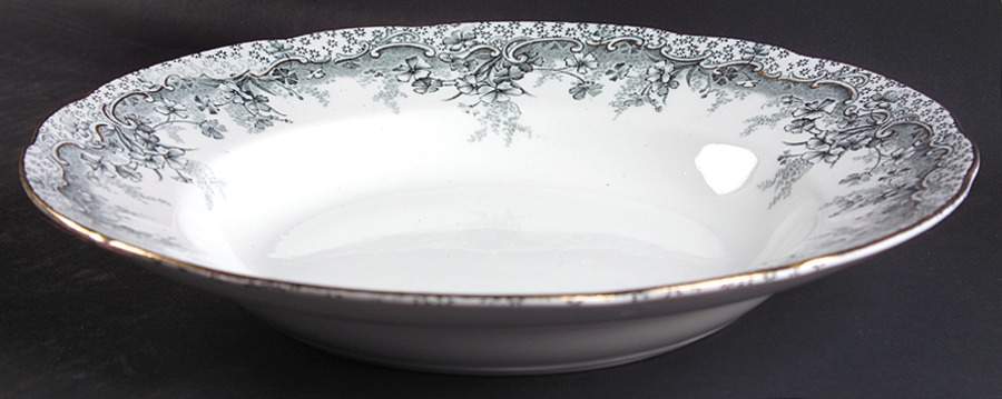 Cromer Blue Gray (Gold Scrolls) Rim Soup Bowl by T & R Boote-1