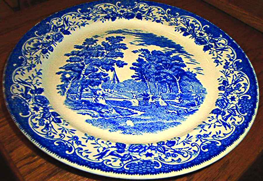 Olde England Blue (Smooth, No Gold) Dinner Plate by Barker Bros Ltd-1
