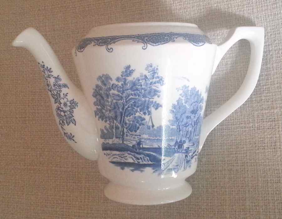 Olde England Blue (Smooth, No Gold) Teapot No Lid by Barker Bros Ltd-1
