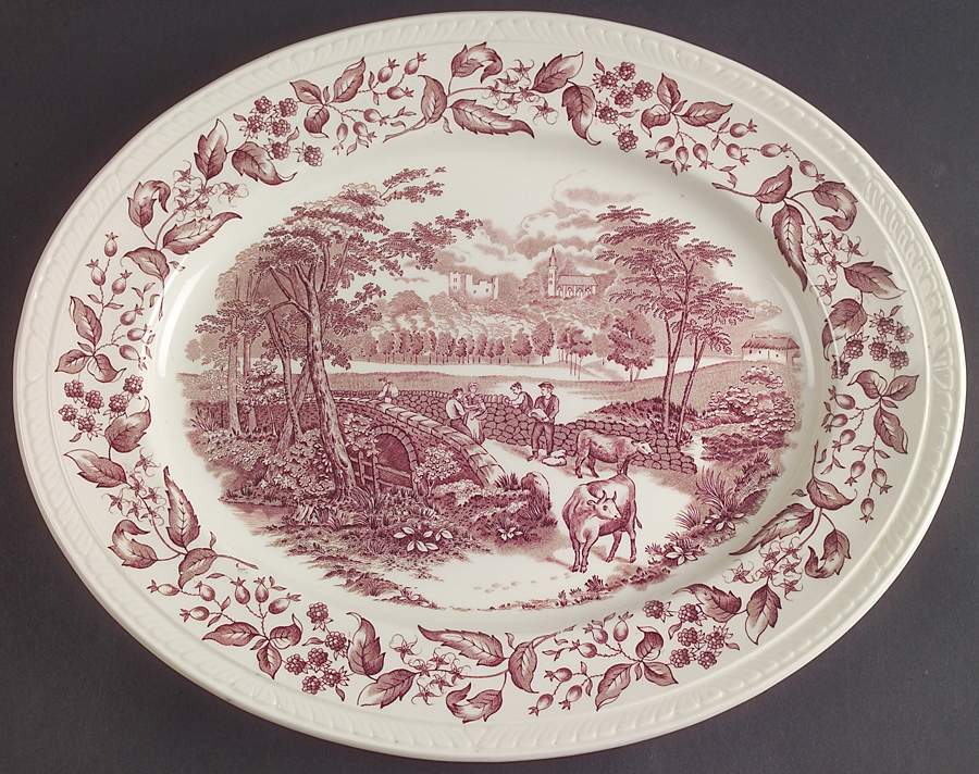 Old English Country Crafts Pink 13" Oval Serving Platter by Barker Bros Ltd-1