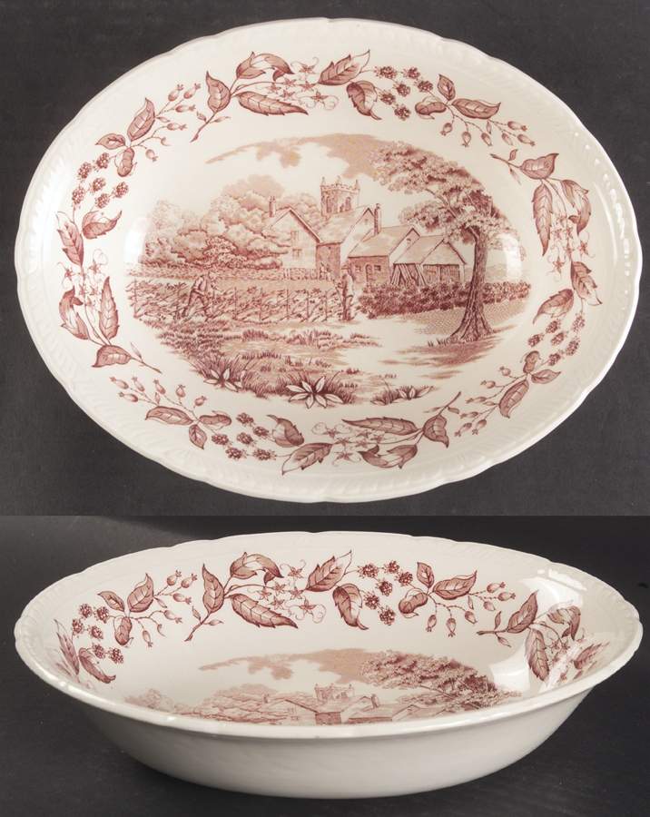 Old English Country Crafts Pink 9" Oval Vegetable Bowl by Barker Bros Ltd-1