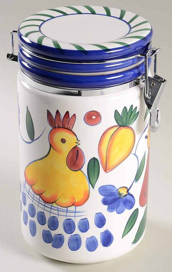 Rooster & Fruit Large Canister & Lid by Baum Brothers-1