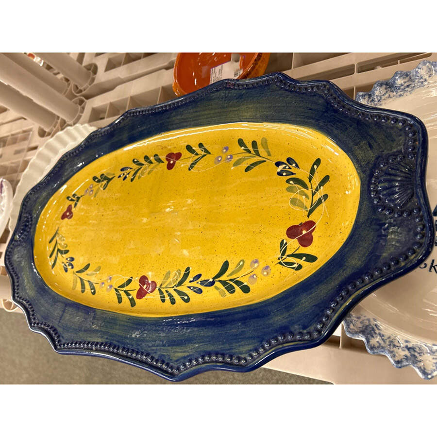 Blue Floral Collection 22" Oval Serving Platter by Baum Brothers-1