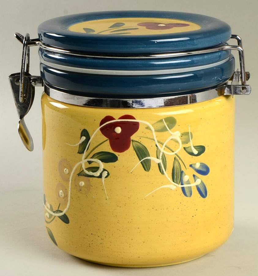 Blue Floral Collection Medium Canister & Lid by Baum Brothers-1