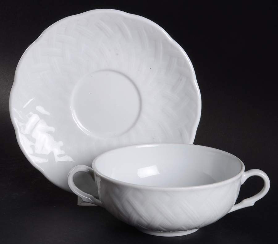 Osier (Restaurant) Flat Cream Soup Bowl & Saucer Set by Bernardaud-1