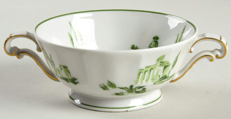 BER446 (Green) Footed Cream Soup Bowl by Bernardaud-1