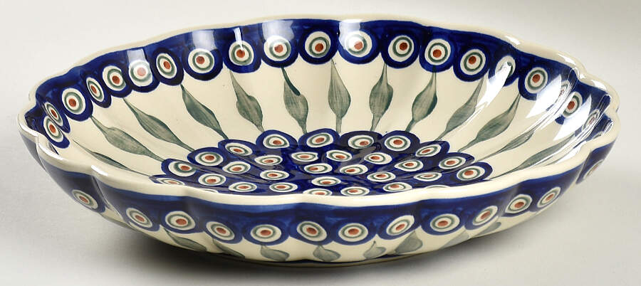 Peacock 11" Scalloped Bowl by BOLESLAWIEC-1