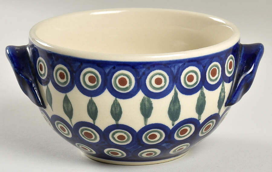Peacock Individual Handled Bowl by BOLESLAWIEC-1