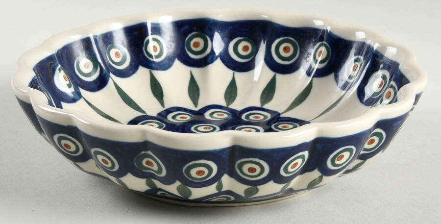 Peacock Scalloped Bowl by BOLESLAWIEC-1