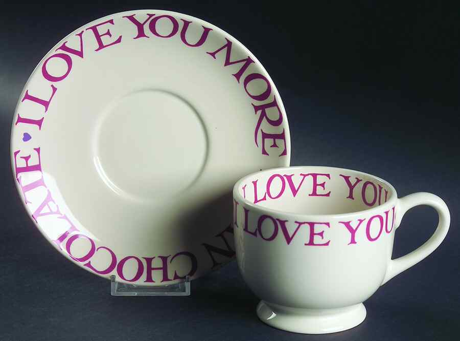 Love & Kisses Footed Cup & Saucer Set by Emma Bridgewater-1