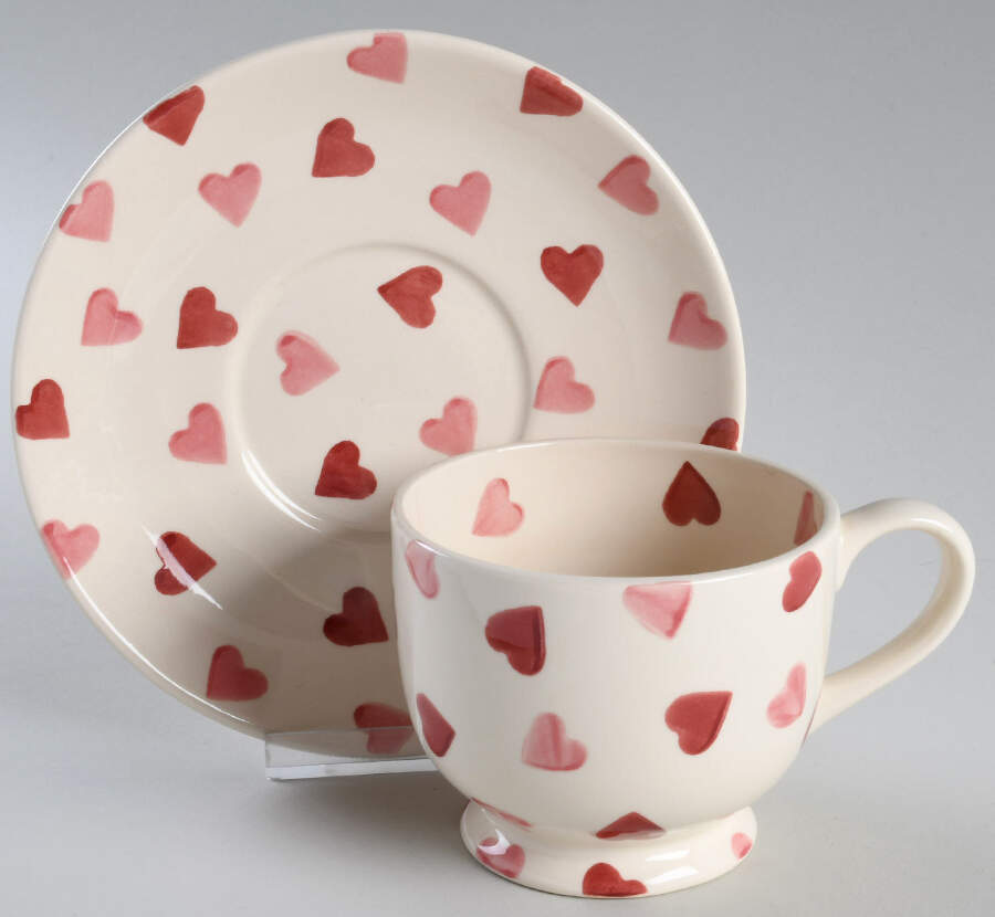 Pink Hearts Footed Cup & Saucer Set by Emma Bridgewater-1