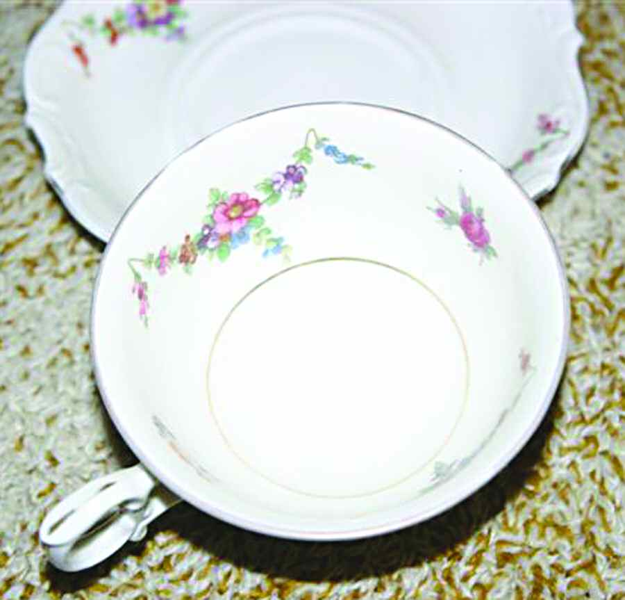 SCH838 Footed Cup & Saucer Set by Schumann - Bavaria-1