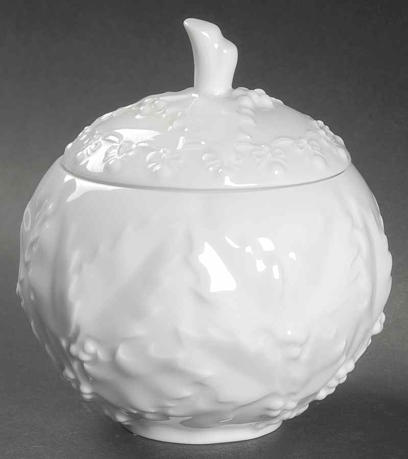 White Winter Sugar Bowl & Lid by Bernardaud-1