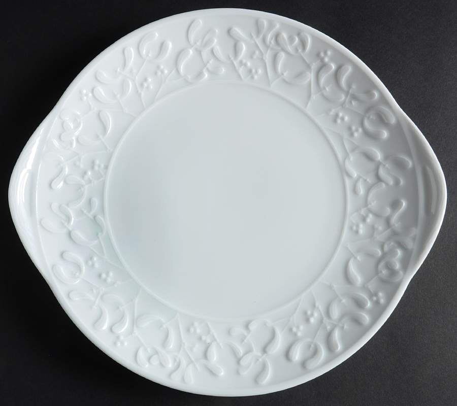 White Winter Handled Cake Plate by Bernardaud-1