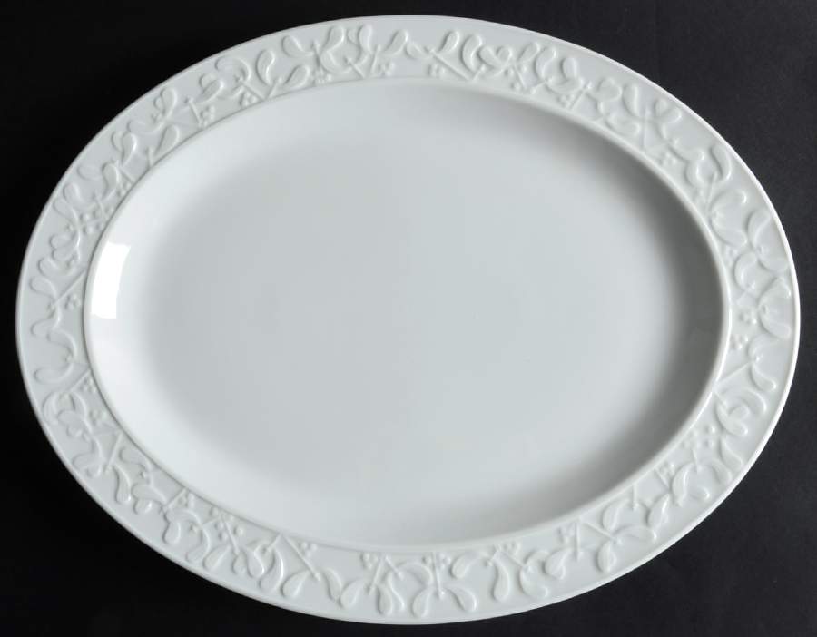 White Winter 15" Oval Serving Platter by Bernardaud-1