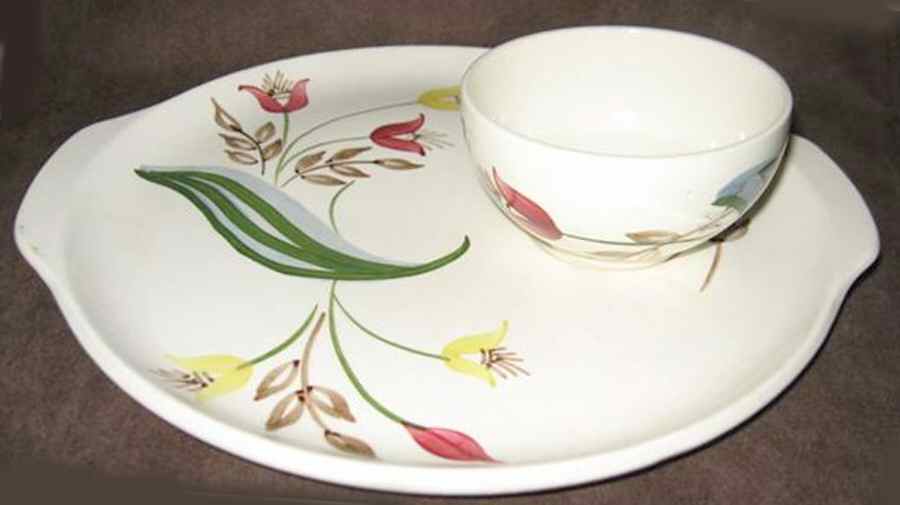 Red Rambler Snack Plate & Cup Set by Blue Ridge Southern Pottery-1