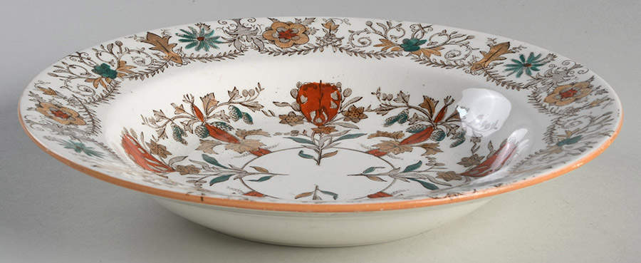 Lahore Brown (Tan Flowers) Rim Soup Bowl by T & R Boote-1