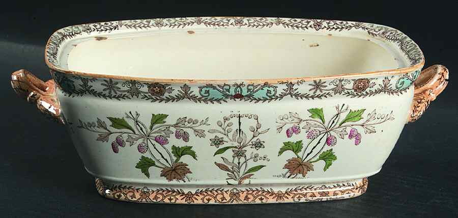 Lahore Brown (Tan Flowers) Rectangular Vegetable Bowl No Lid by T & R Boote-1