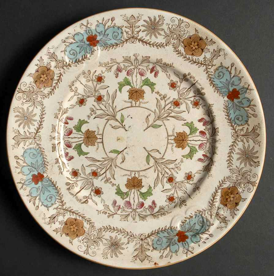 Lahore Brown (Tan Flowers) Cake Plate by T & R Boote-1