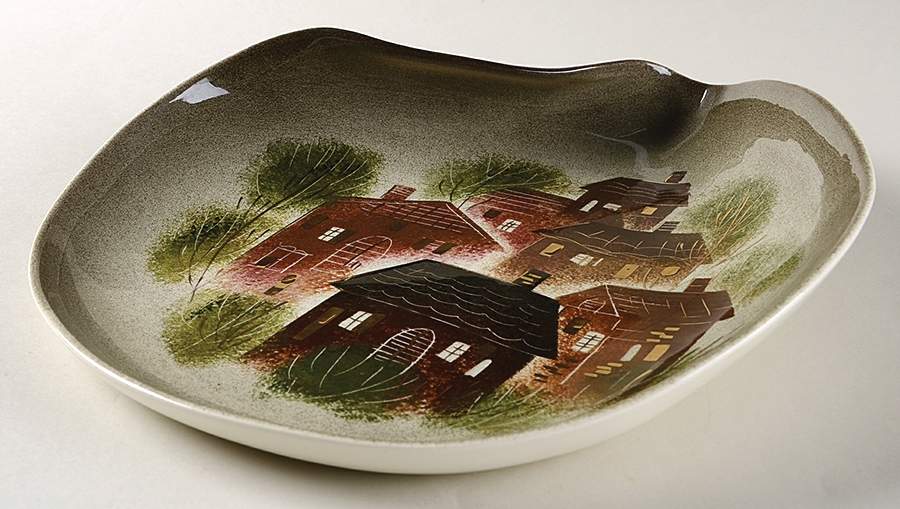 Rooftops Gray 11" Round Tray by Sascha Brastoff-1