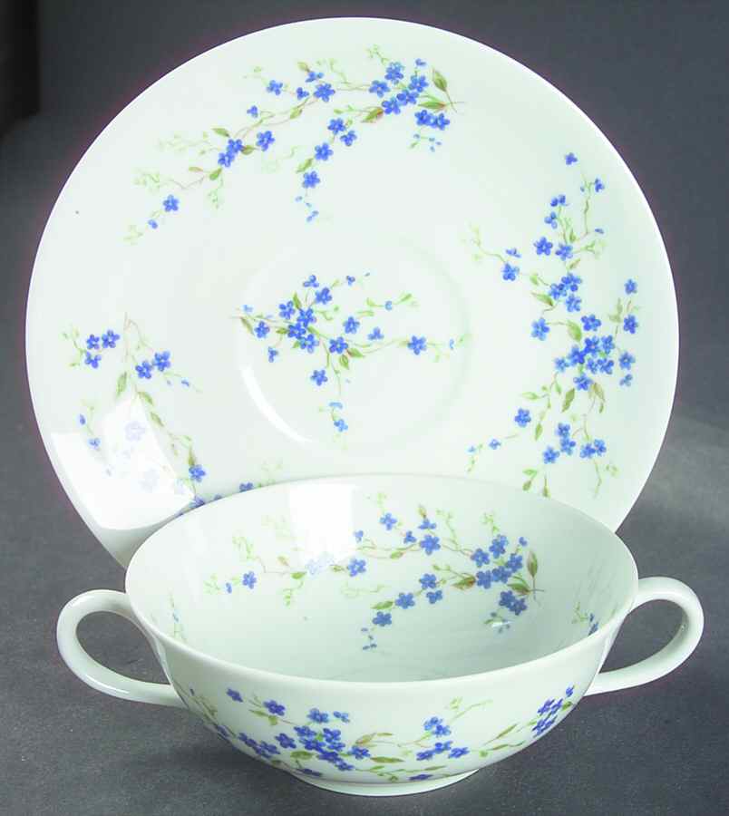 Myosotis (Smooth) Flat Cream Soup Bowl & Saucer Set by Bernardaud-1