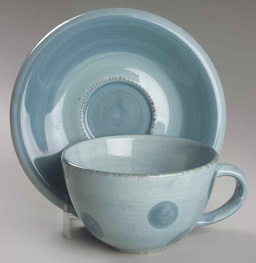 Pastis (Dots and Stripes) Flat Cup & Saucer Set by Bella-1