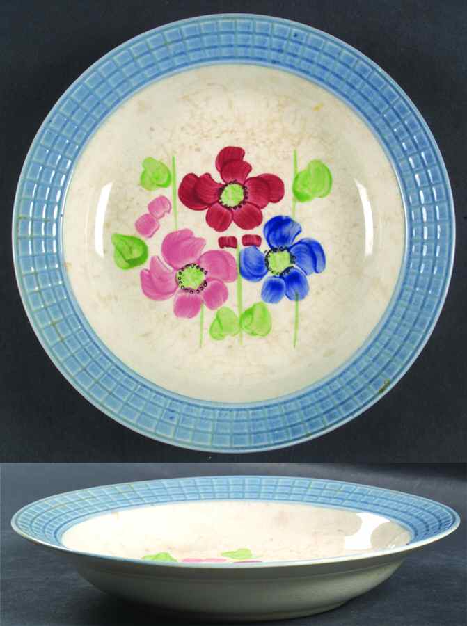 Cassandra Blue Rim Soup Bowl by Blue Ridge Southern Pottery-1