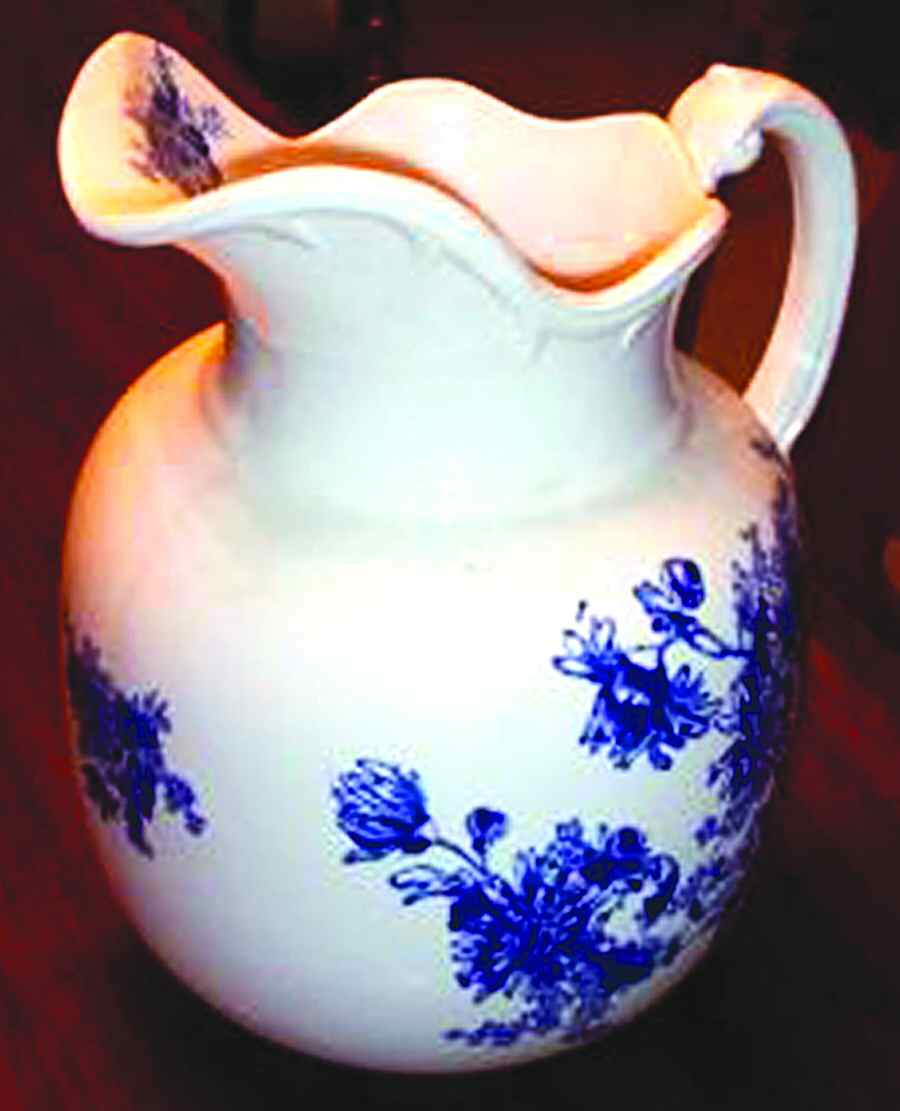 Chrysanthemum Blue Pitcher by Buffalo Pottery-1