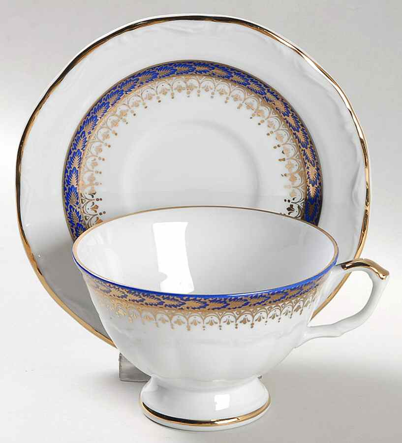 Mt Cobalt Footed Cup & Saucer Set by Baum Brothers-1