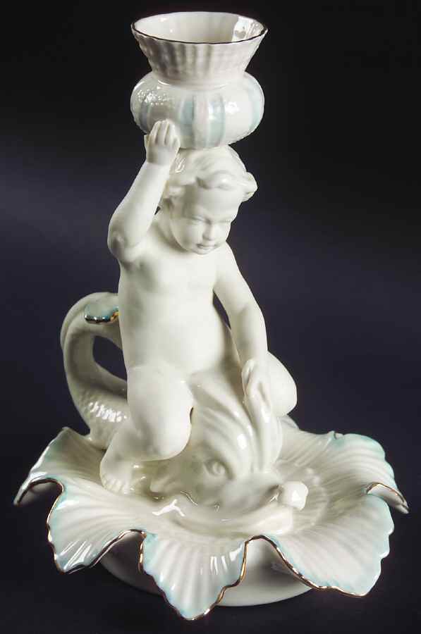 Archive Collection Dolphin Candlestick by Belleek Pottery (Ireland)-1