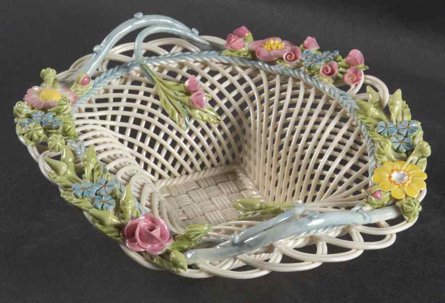 Archive Collection 8" Rectangular Open Weave Basket by Belleek Pottery (Ireland)-1