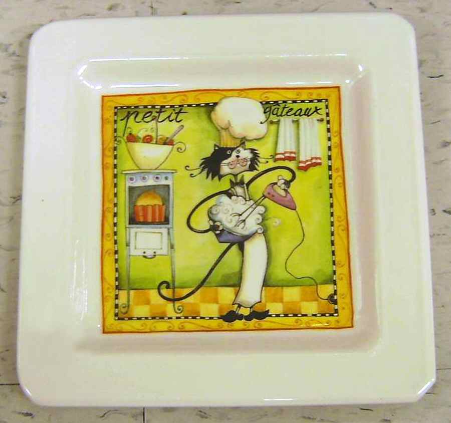 Cat Chefs Square Salad Plate by Brunelli-1