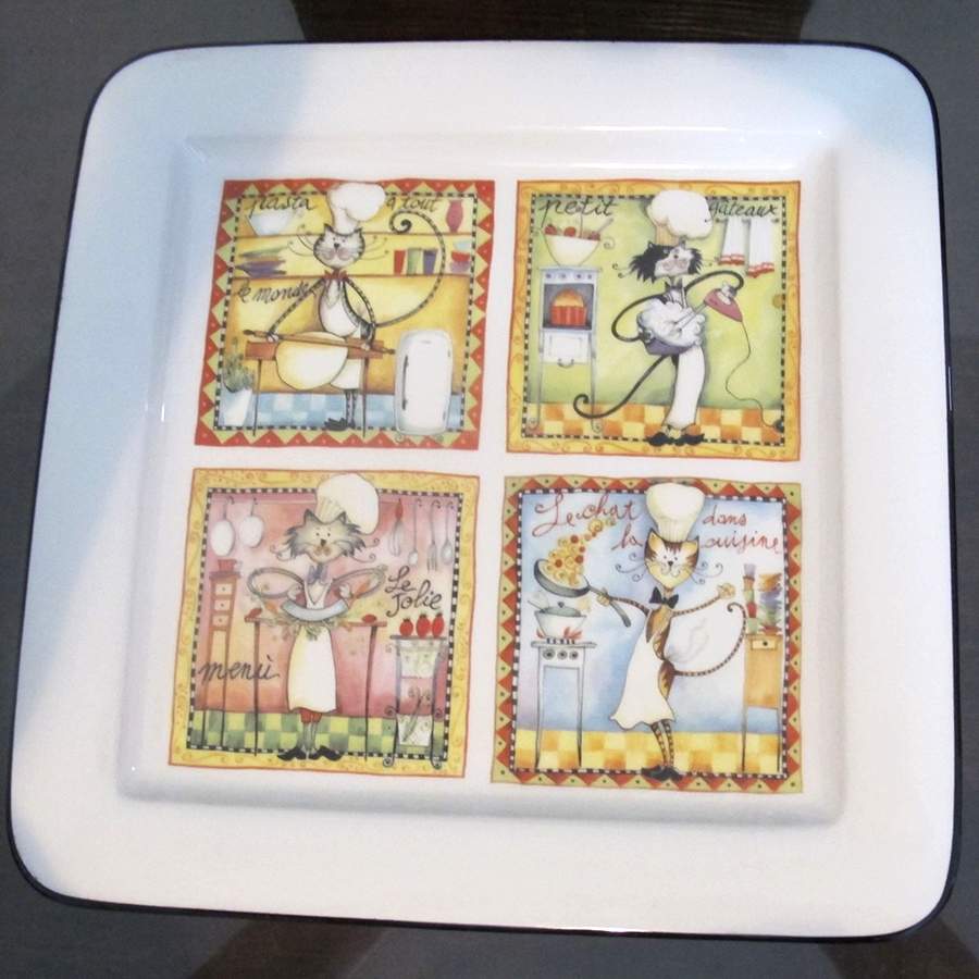 Cat Chefs 14" Square Platter by Brunelli-1