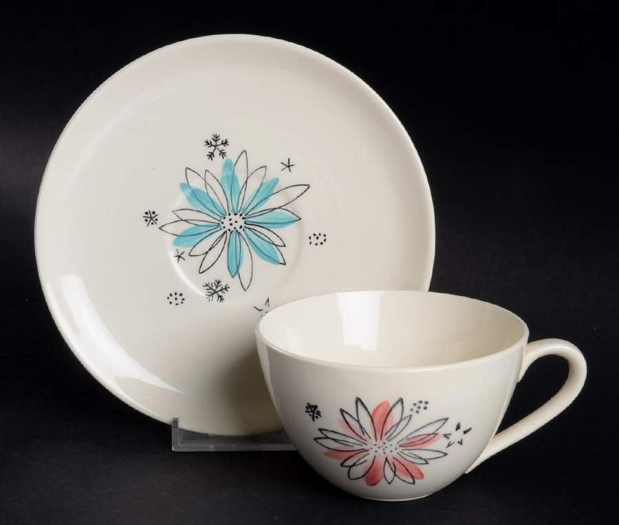 Chiffon Skyline Flat Cup & Saucer Set by Blue Ridge Southern Pottery-1