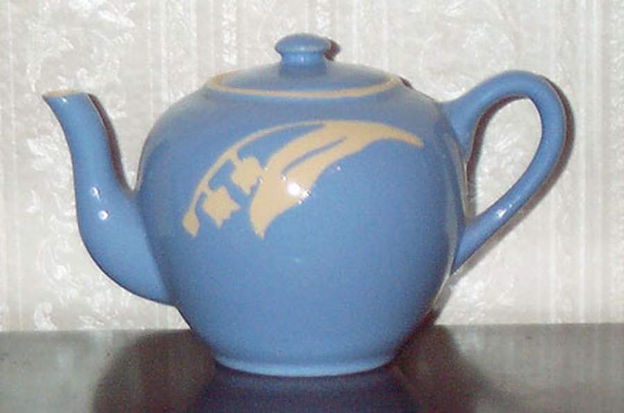 Lily of the Valley Sky Blue Teapot & Lid by Bennett Potteries-1