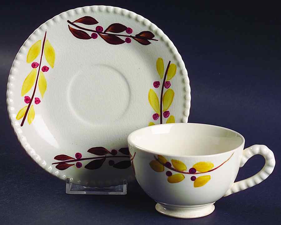 BRP122 Footed Cup & Saucer Set by Blue Ridge Southern Pottery-1