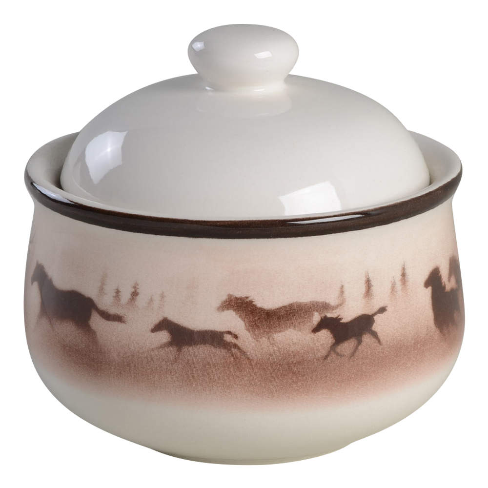 Wild Horses Sugar Bowl & Lid by Big Sky Carvers-1